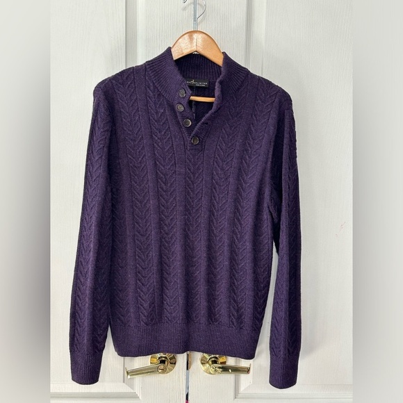 Peru Unlimited Other - Peru Unlimited Men's 100% Royal Alpaca Cable Knit Sweater Size Medium Eggplant